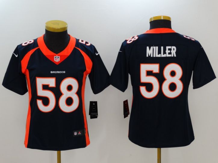 Women Denver Broncos 58 Miller Blue Nike Vapor Untouchable Limited NFL Jersey